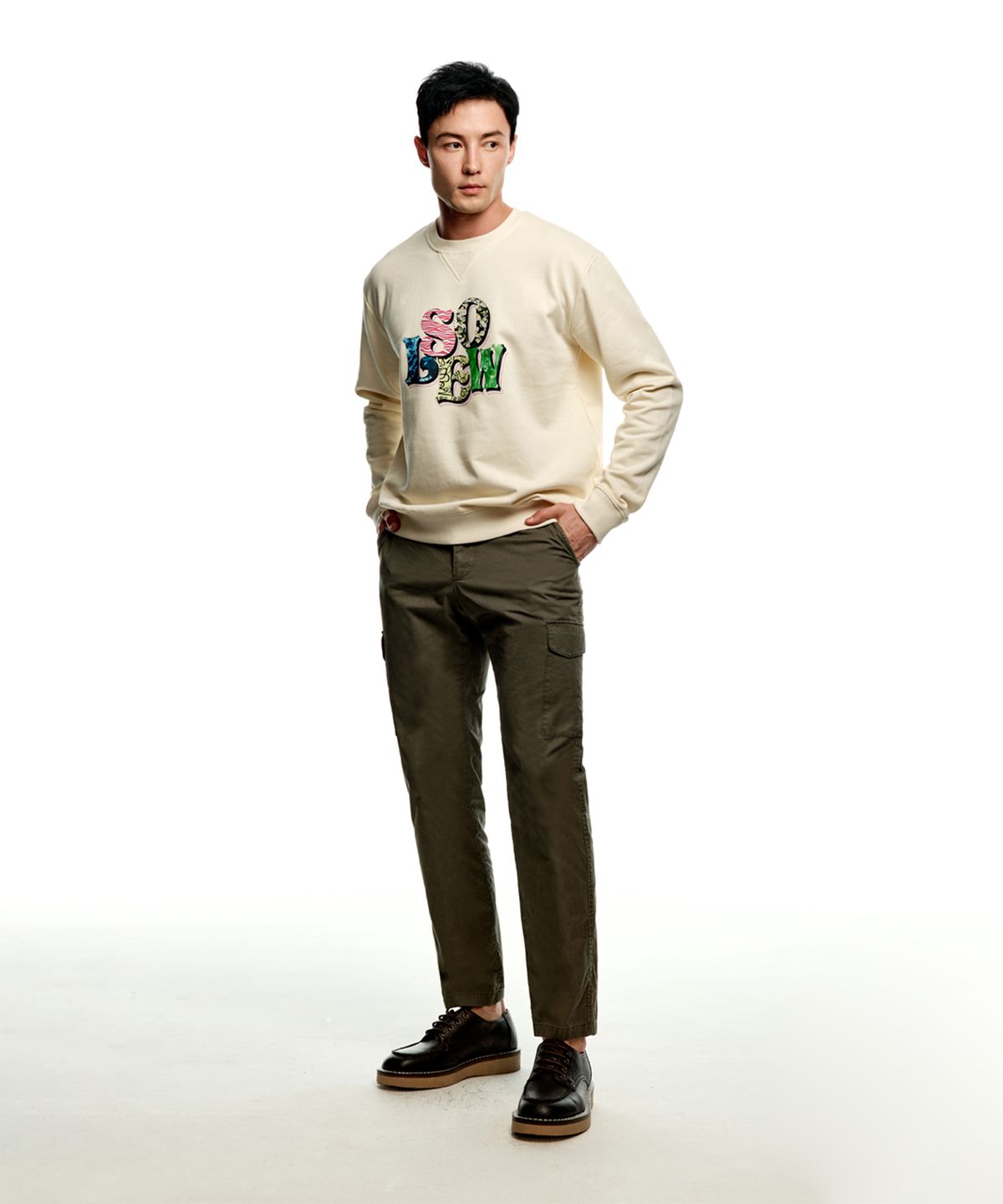 소루(SOLEW) 바이오 워싱 카고 치노 팬츠_다크카키