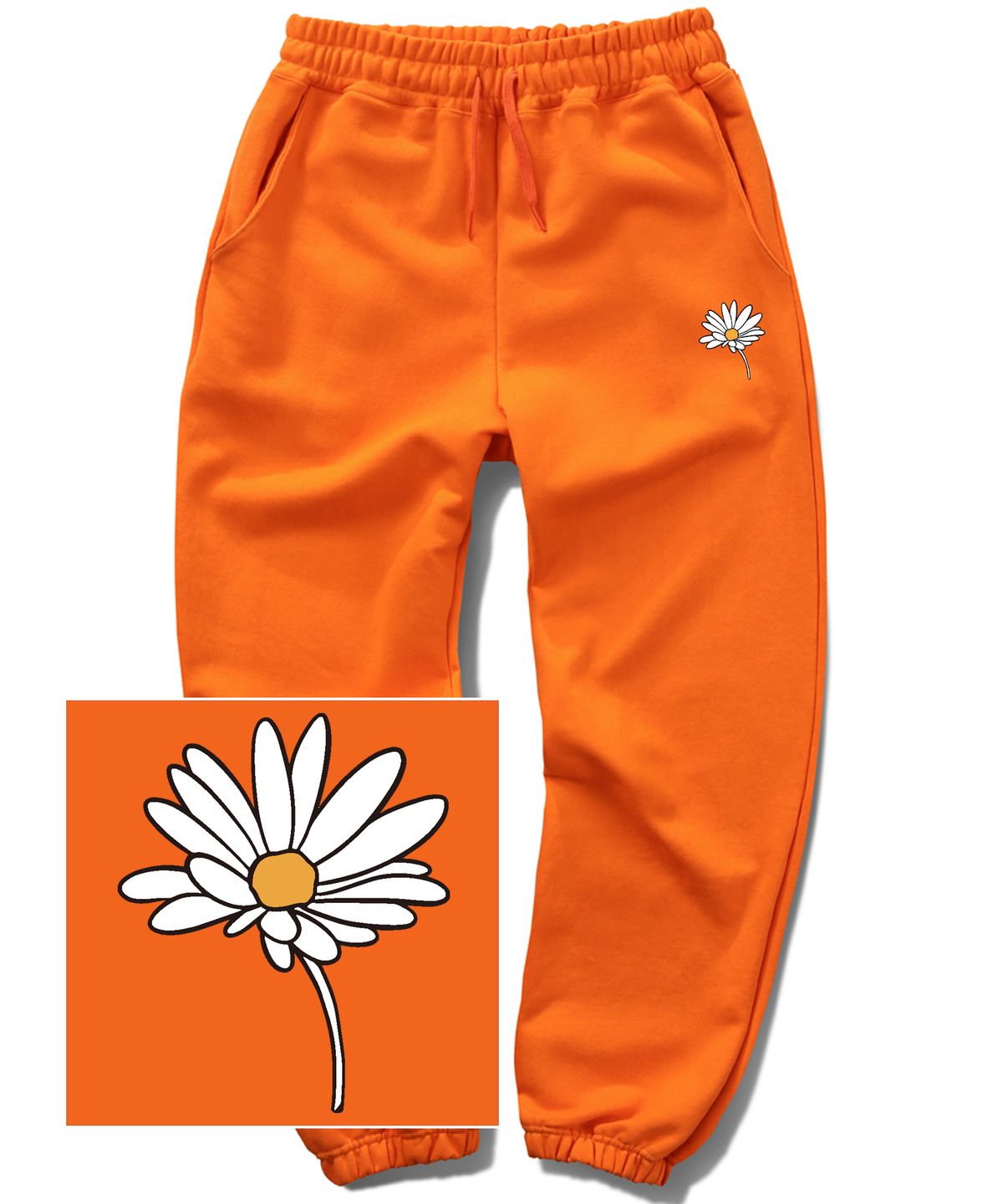 트립션(TRIPSHION) PEACEFUL DAISY LOGO 조거 스웨트 팬츠 - 오렌지