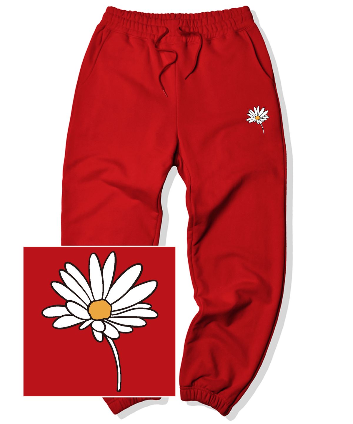 트립션(TRIPSHION) PEACEFUL DAISY LOGO 조거 스웨트 팬츠 - 레드