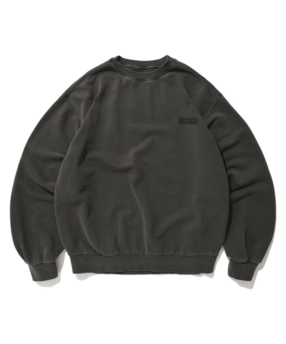 스웨이드(SUADE) WASHED LOGO CREWNECK [PIGMENT BLACK]