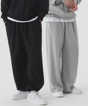 [2 PACK] 에센셜 스트링 와이드 스웨트 팬츠 (2color)