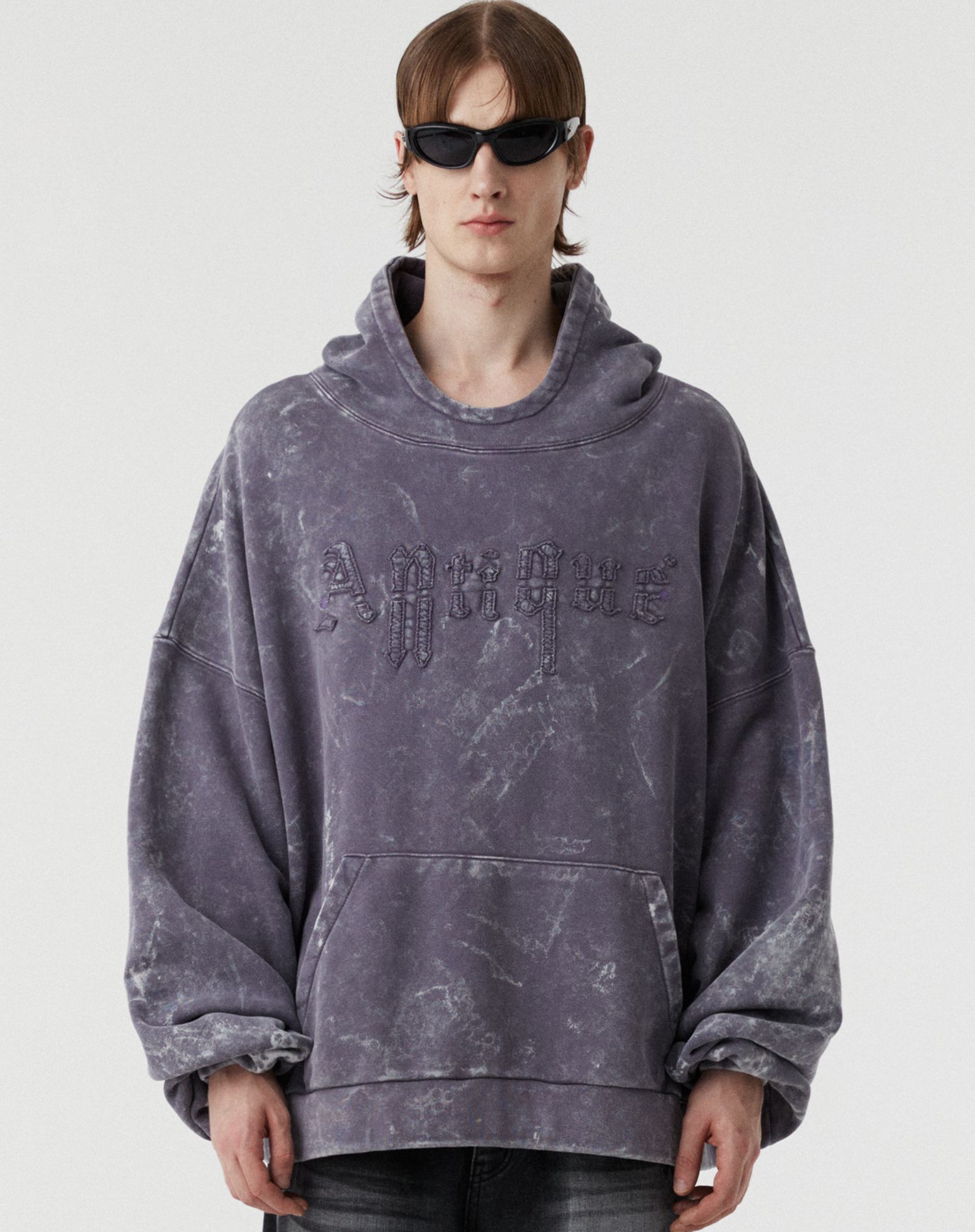 ◇DNSR◇  washed applique hoodie MUSINSA | DNSR snow washed applique hoodie