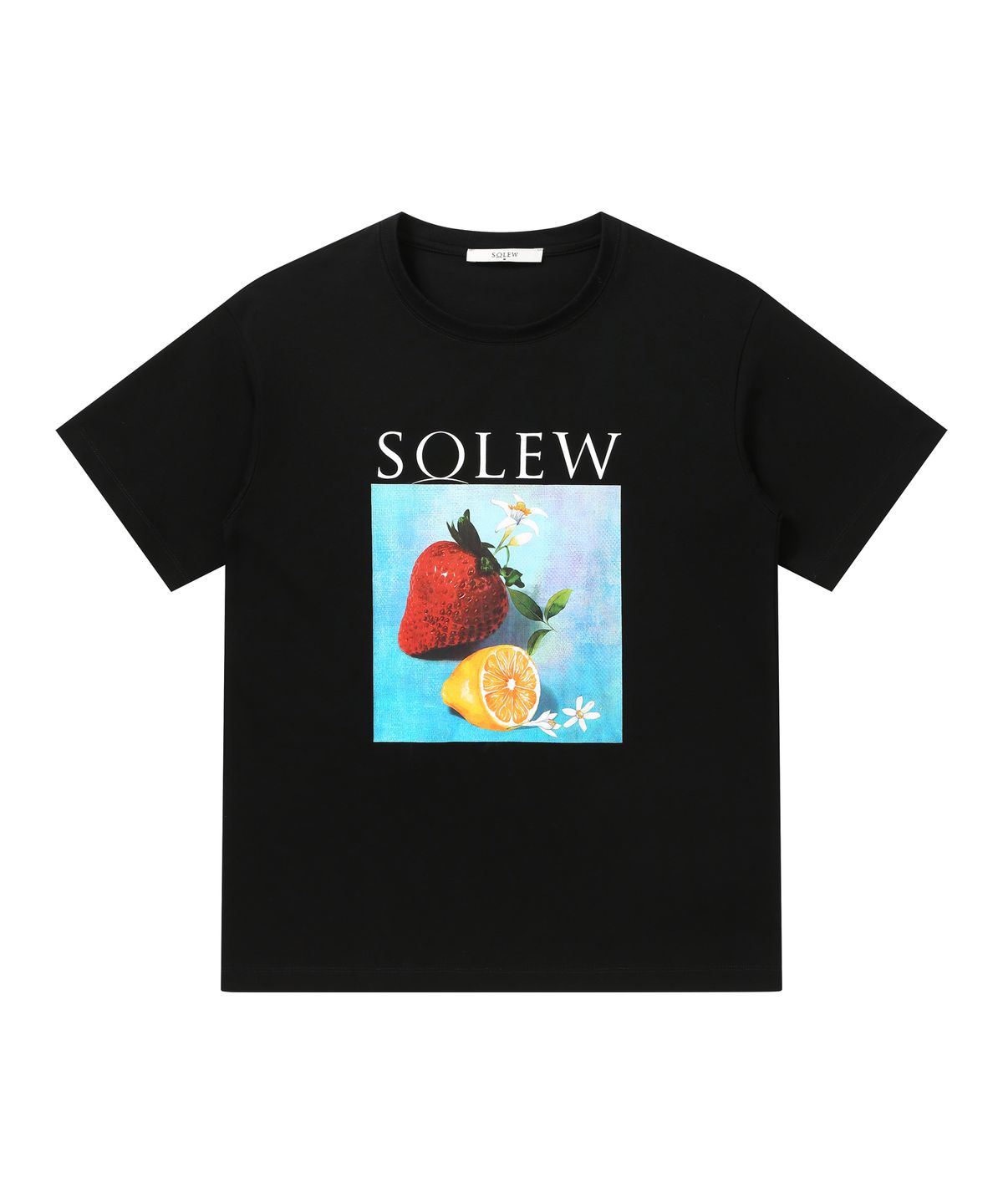 소루(SOLEW) 과일 그래픽 반팔 티셔츠_블랙
