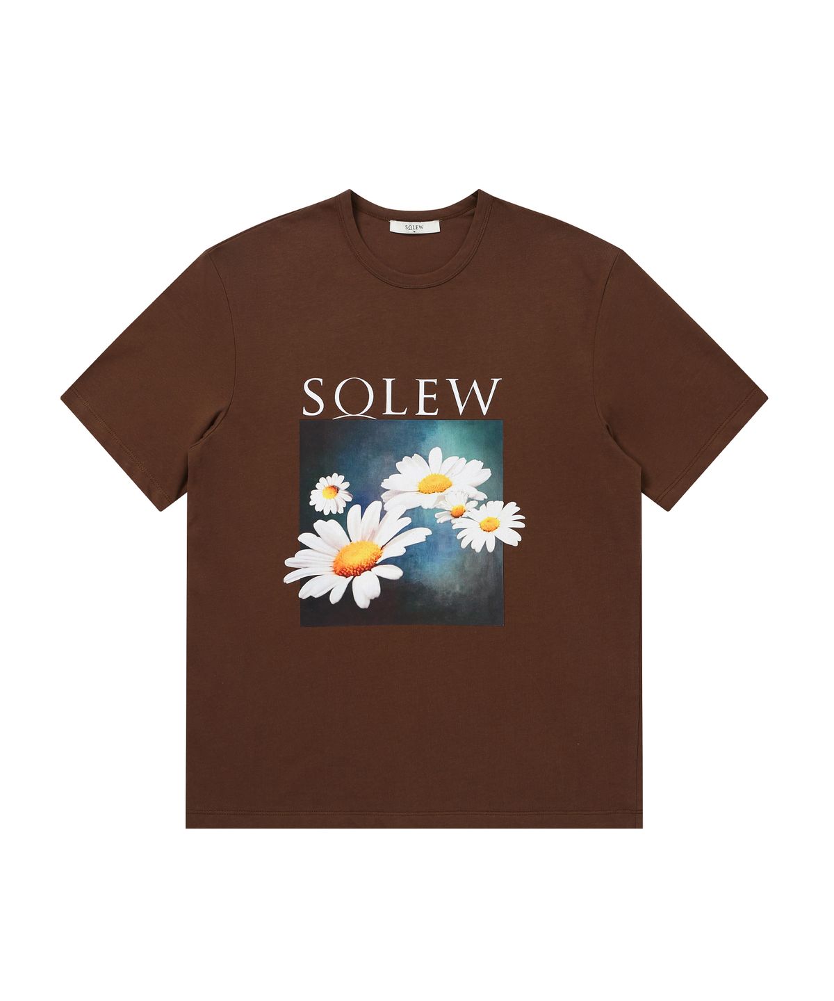 소루(SOLEW) 플라워 그래픽 반팔 티셔츠_브라운