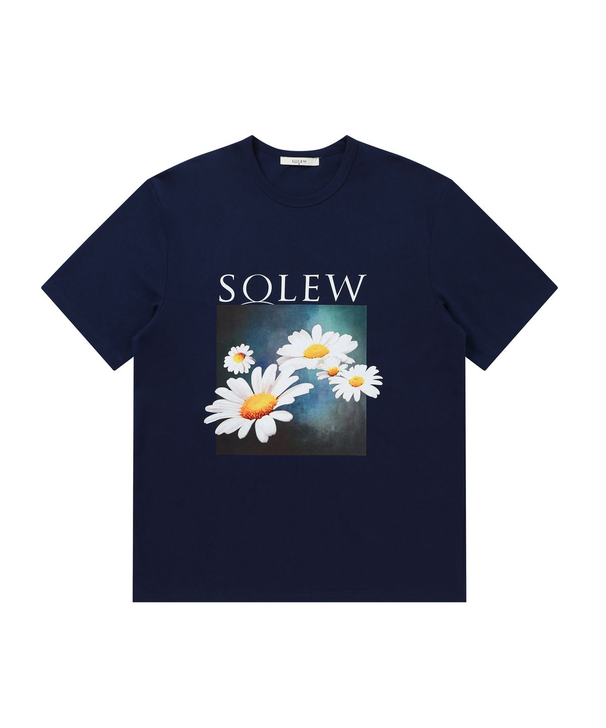 소루(SOLEW) 플라워 그래픽 반팔 티셔츠_네이비