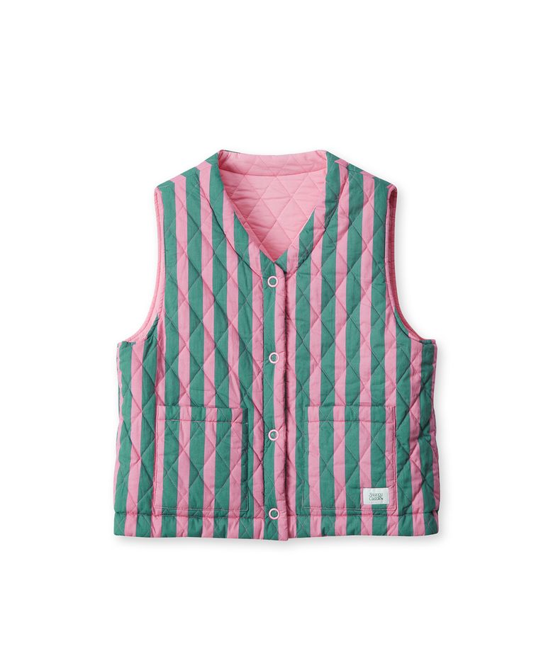 Fluffy Croissant Reversible Vest (Rose Hip)