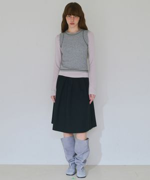 컷오프 플리츠 스커트 [블랙]
