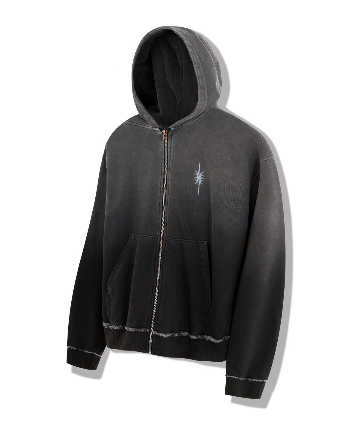 이우가마카라스(IUGAMAKARAS) Pigment Dyed Zip-Up Hoodie (Charcoal)