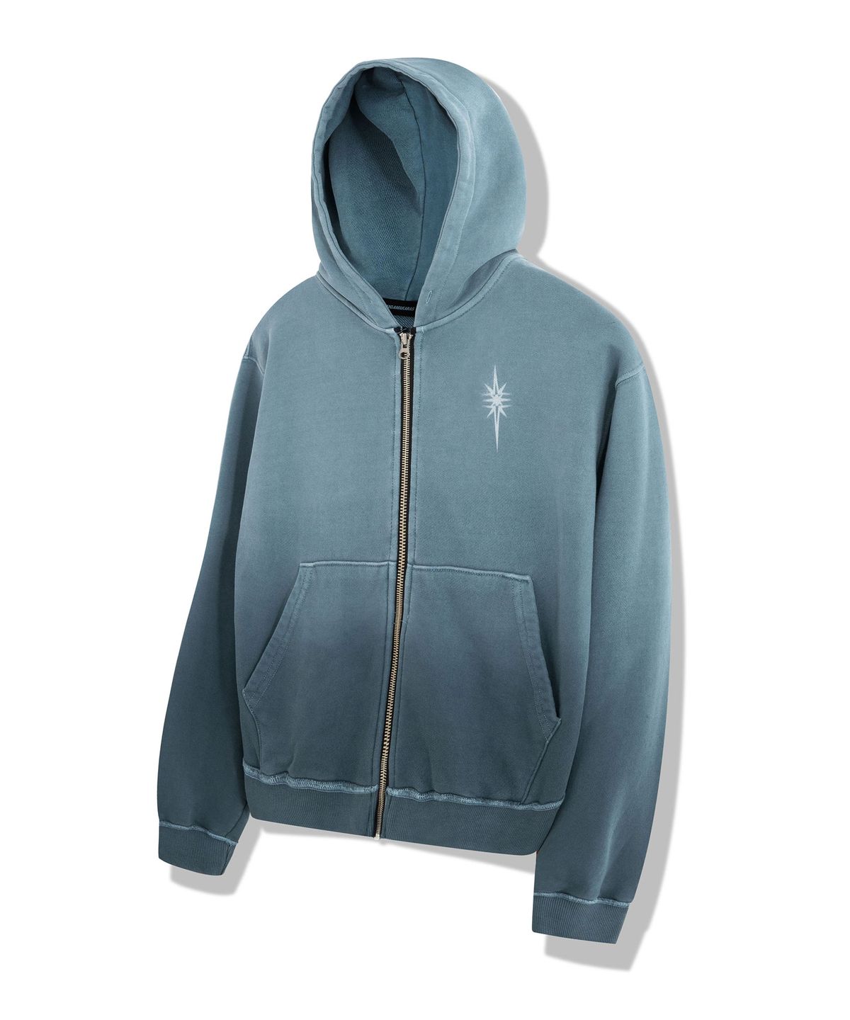 이우가마카라스(IUGAMAKARAS) Pigment Dyed Zip-Up Hoodie (Blue Green)
