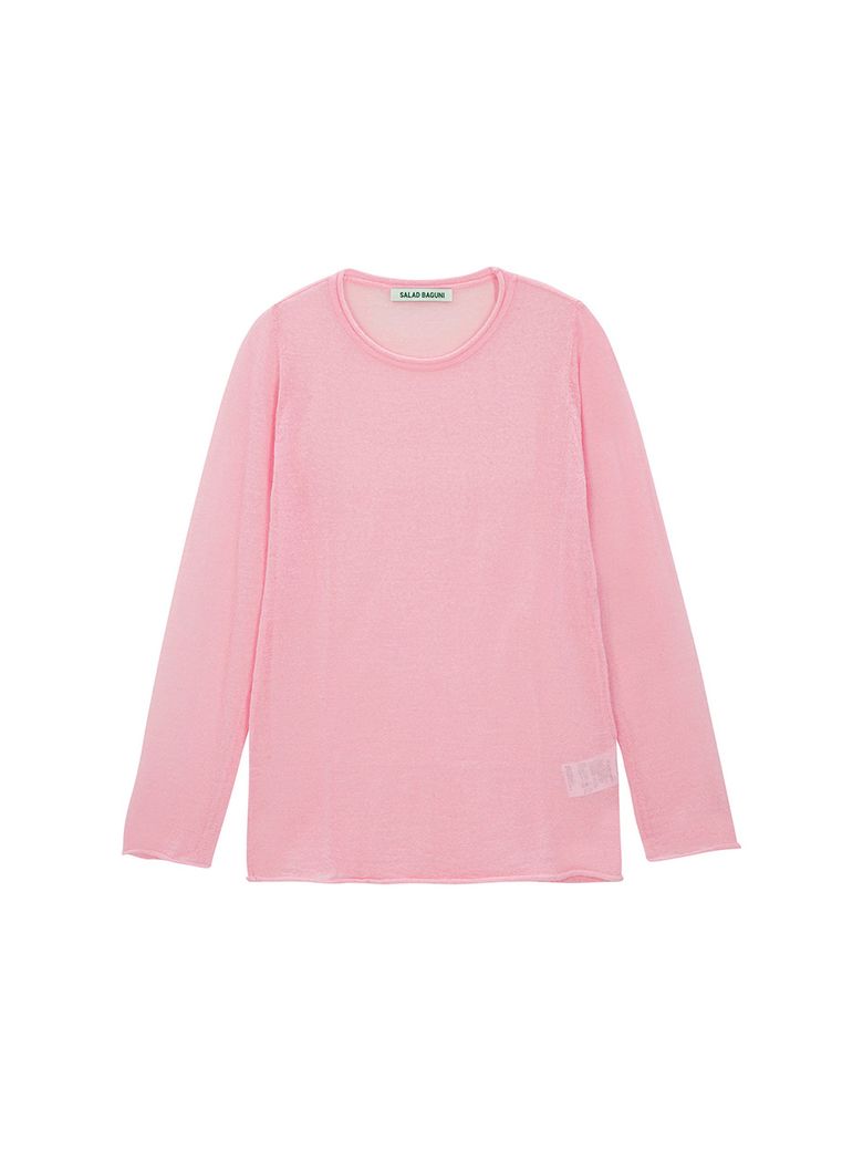 Kidmohair Round Neck Pullover_pink