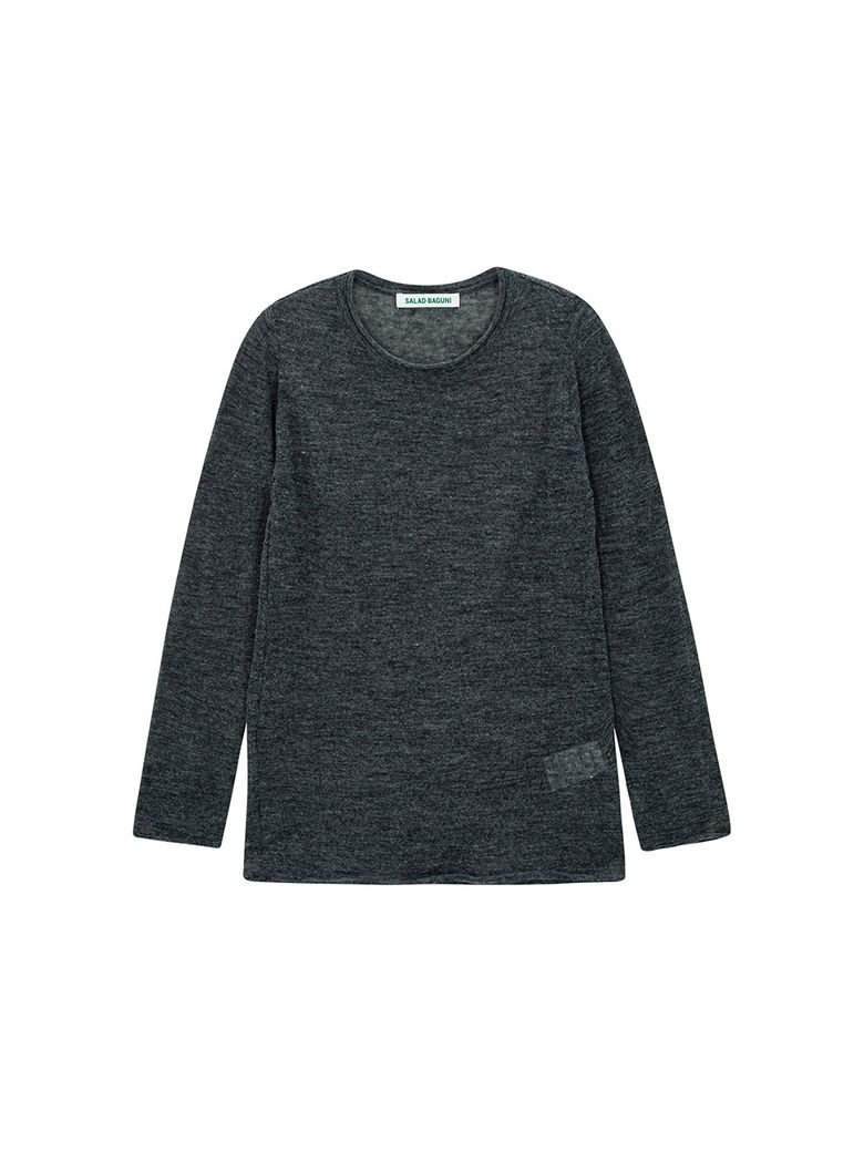 Kidmohair Round Neck Pullover_charcoal