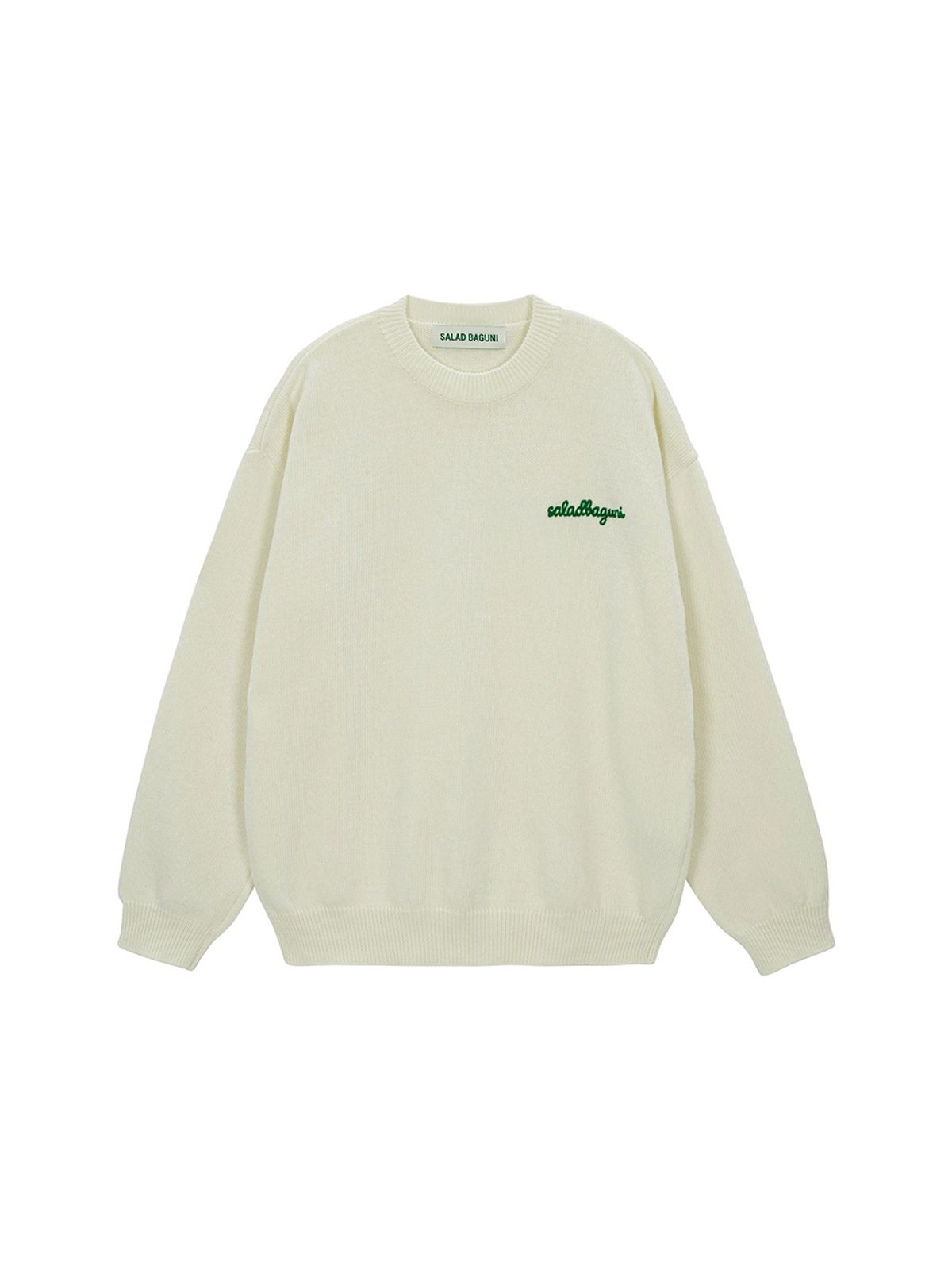 샐러드바구니(SALAD BAGUNI) Lettering Semi-Over Pullover_ivory
