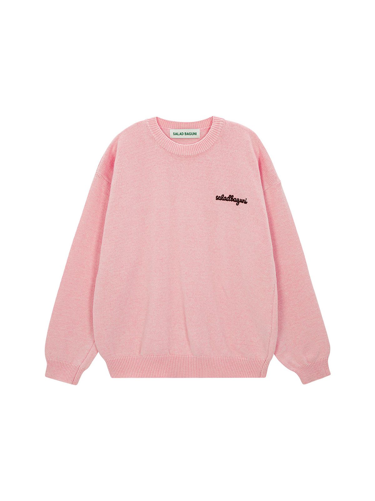 샐러드바구니(SALAD BAGUNI) Lettering Semi-Over Pullover_pale pink
