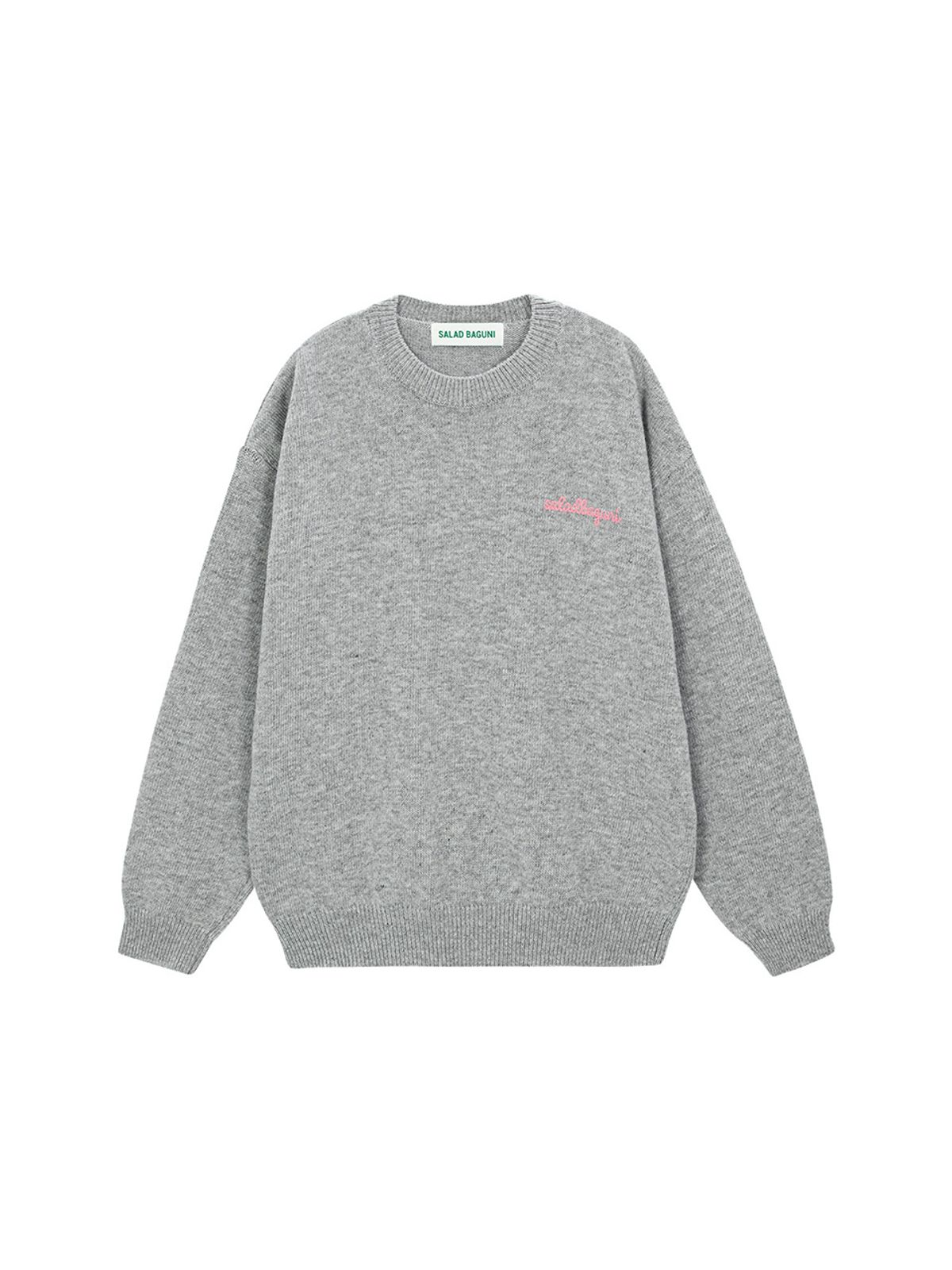 샐러드바구니(SALAD BAGUNI) Lettering Semi-Over Pullover_gray