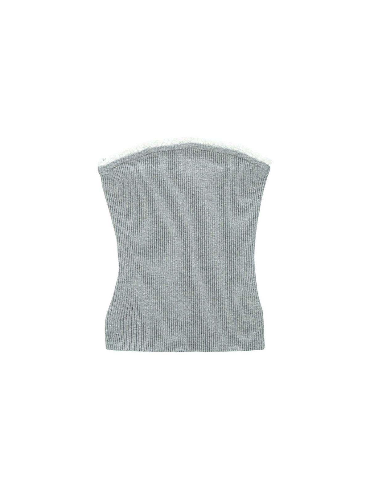샐러드바구니(SALAD BAGUNI) Logo Frill Knit Tube Top_gray