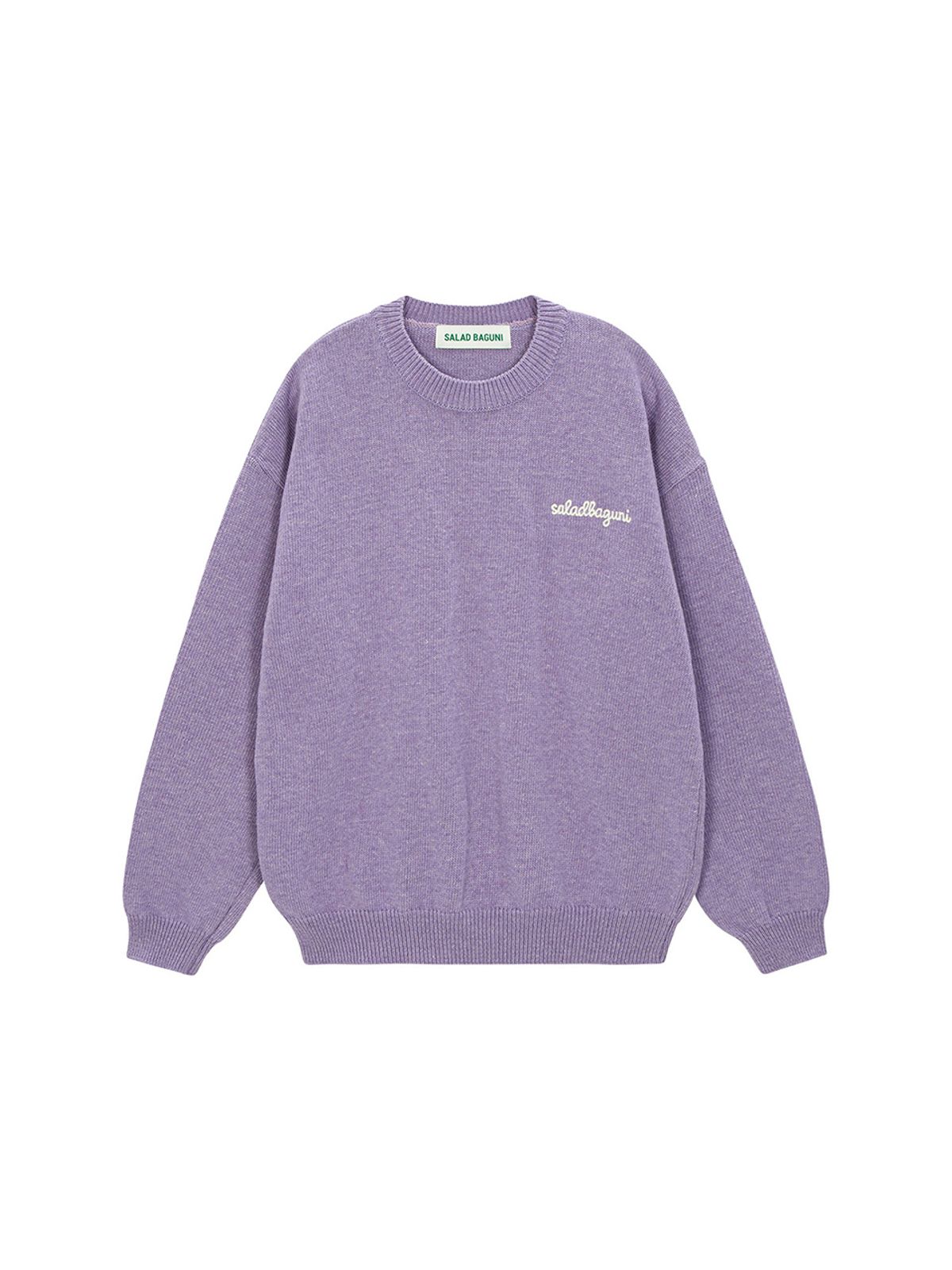 샐러드바구니(SALAD BAGUNI) Lettering Semi-Over Pullover_lilac