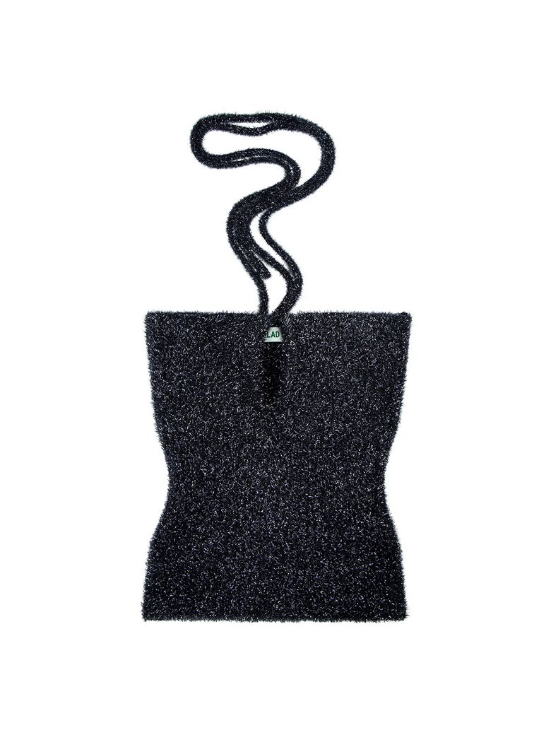 Metalic Halter Neck String Top_navy