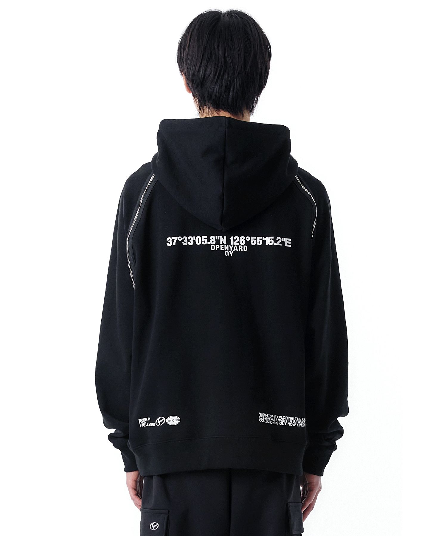 MUSINSA | OY WL BACK ZIPPER RAGLAN HOODIE-BLACK