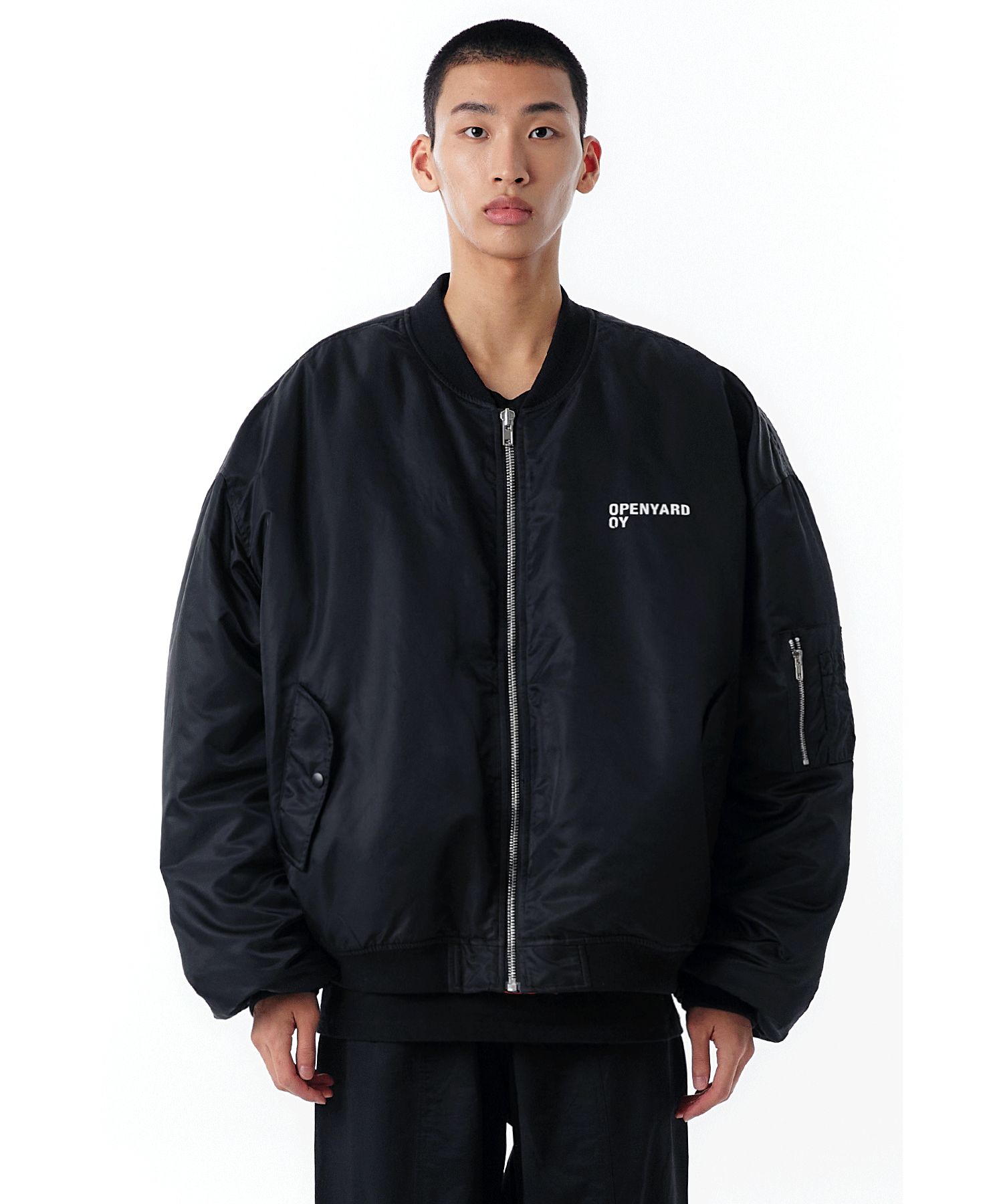 MUSINSA公式 | OY OS SHIRRING BOMBER MA-1-BLACK