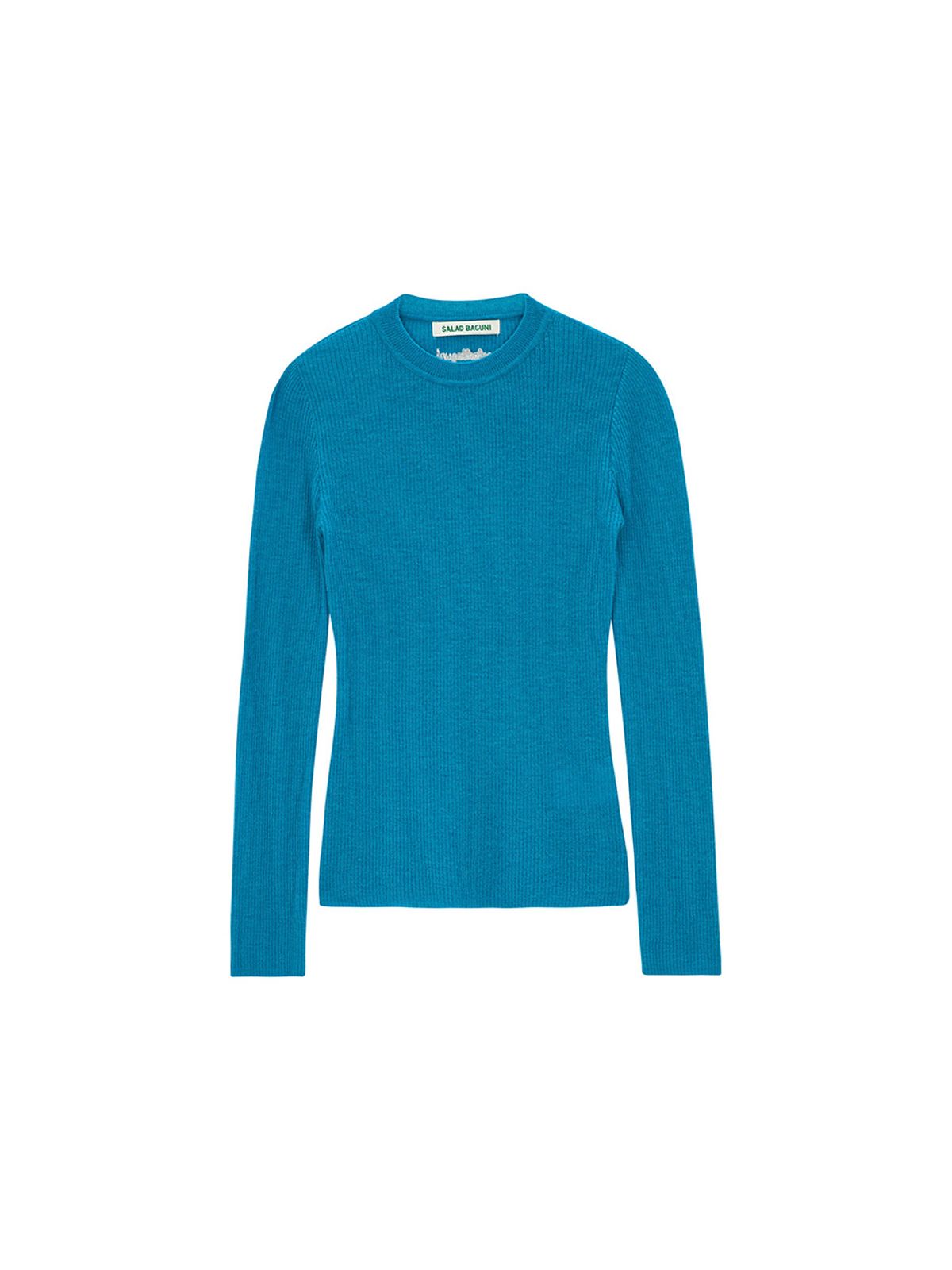 샐러드바구니(SALAD BAGUNI) Mohair Ribbed Round Pullover_blue