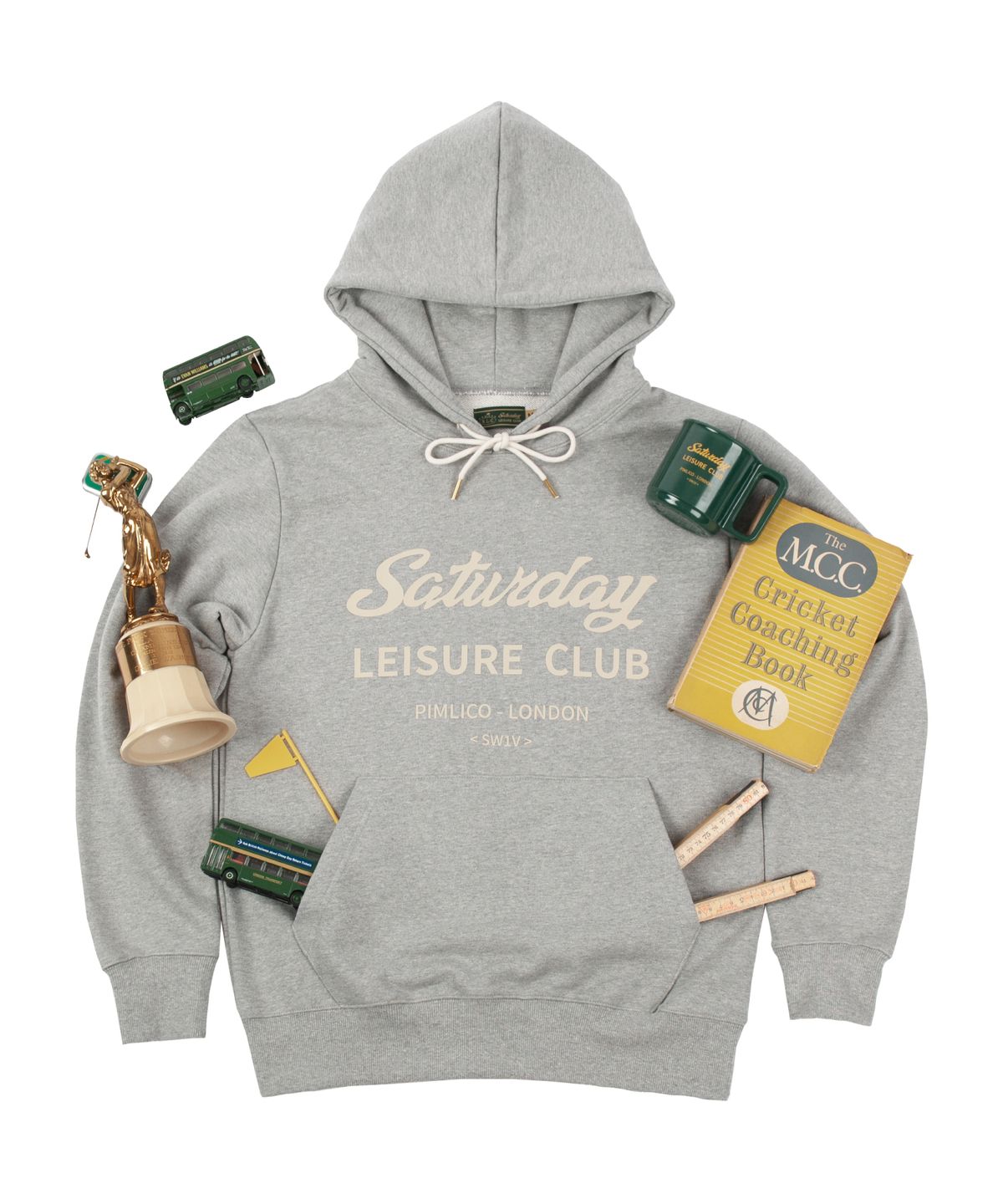 세러데이 레저 클럽(SATURDAY LEISURE CLUB) Saturday Leisure Club Logo Leisure Hoodie(Unisex) - Grey