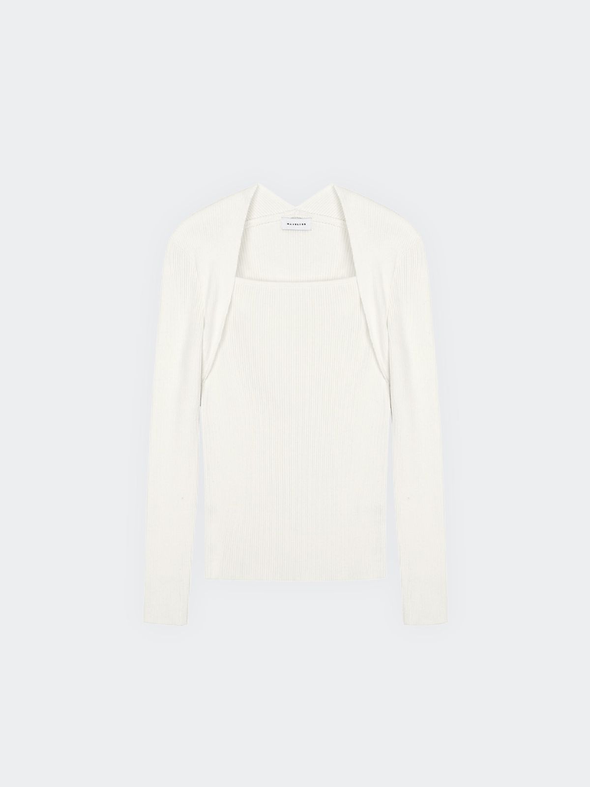 해브레스(HAVELESS) MODAL BLEND SQUARE NECK KNIT TOP IVORY