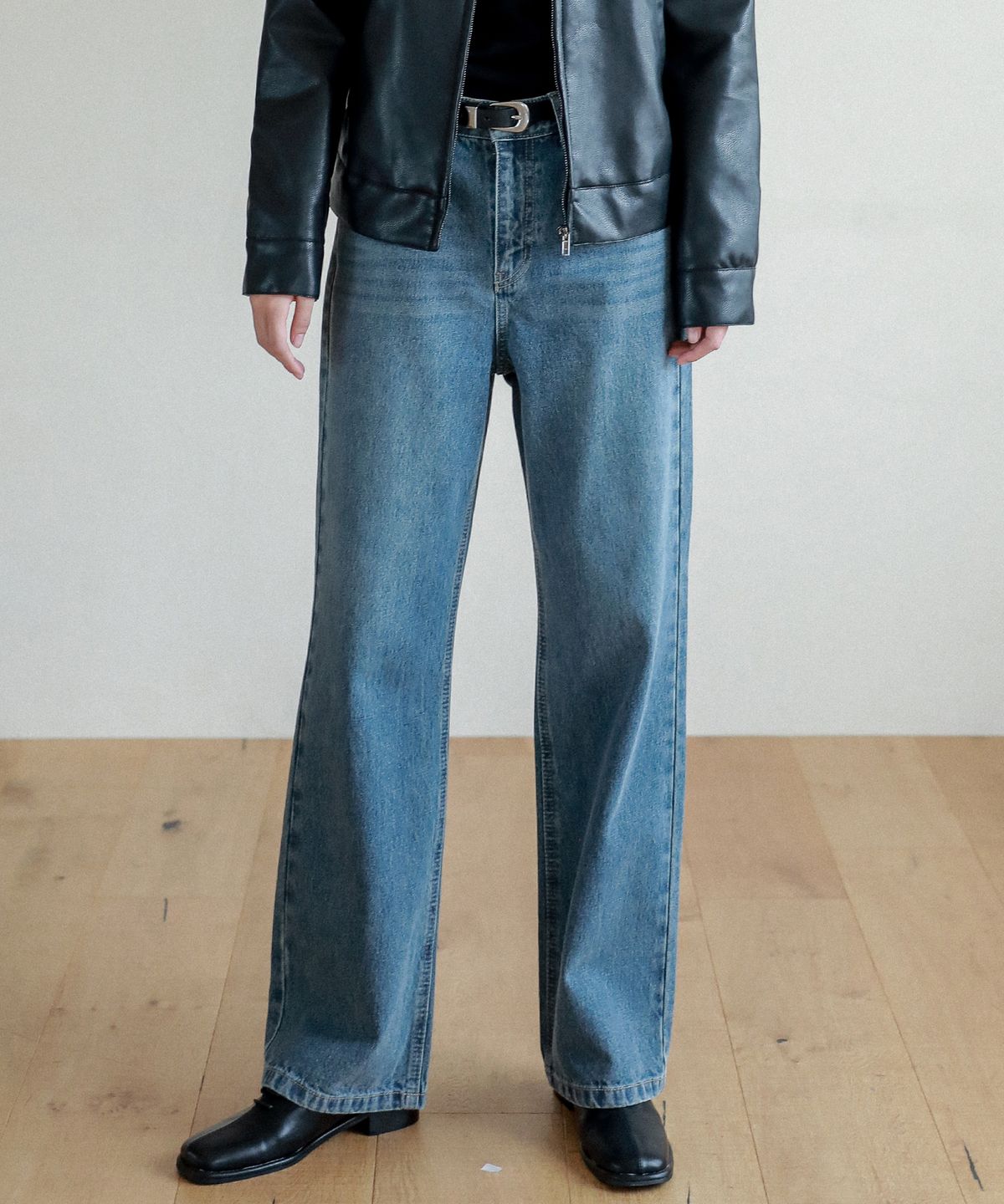 로시로우(LOSSYROW) Lossy  semi-wide denim pants_brushblue
