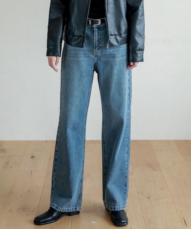 Lossy  semi-wide denim pants_brushblue