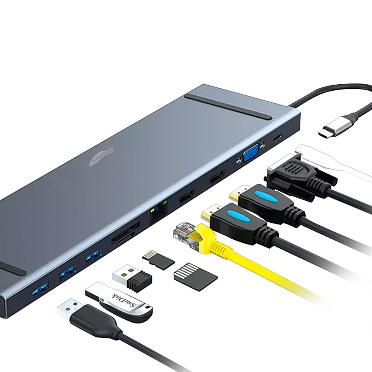 애니포트(ANYPORT) 11 IN 1 Type-C HUB /알루미늄 받침대형 PD100W AP-TC111HDL