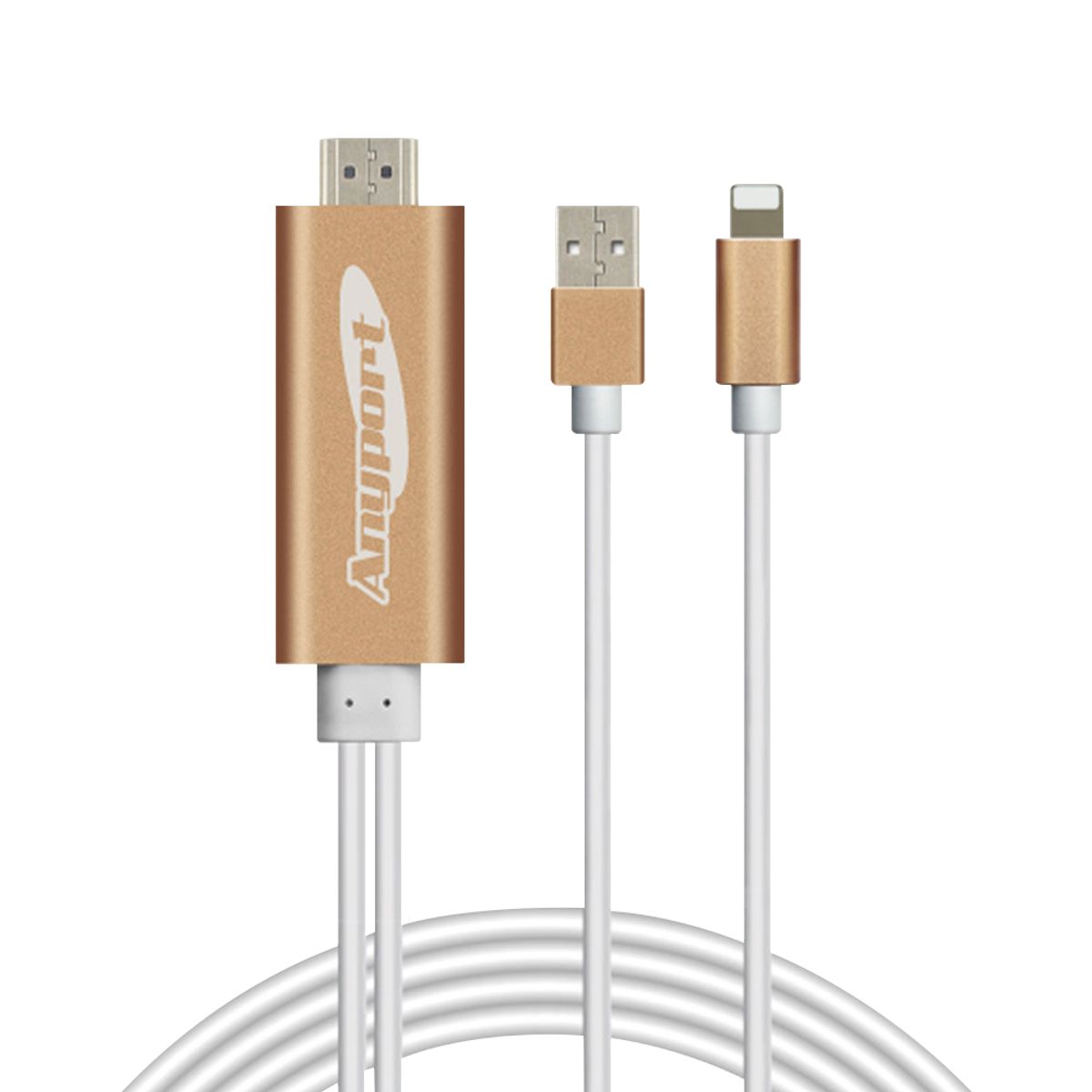 애니포트(ANYPORT) 아이폰(8Pin) 전용 일체형 MHL 미러링 케이블 2M AP-MW8 PLUS