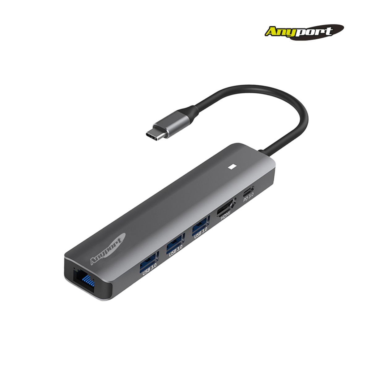 애니포트(ANYPORT) 6in1 무전원 C타입 허브 기가 랜 PD 포트 덱스 연결 AP-TC61PUL