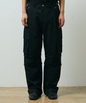 코튼 나일론 밀 팬츠_블랙
