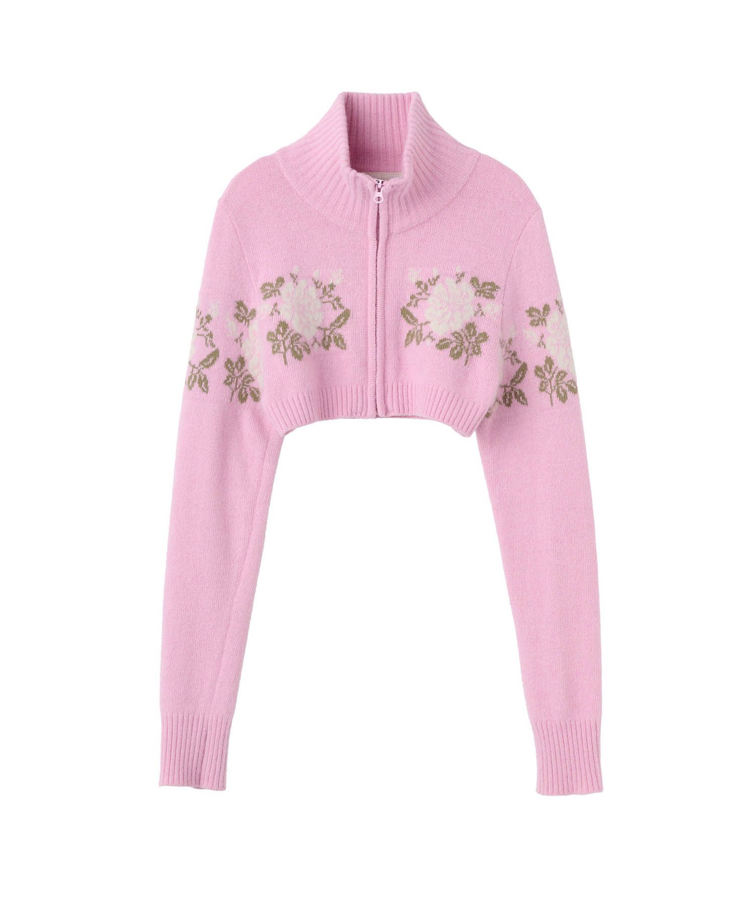 MUSINSA | SCULPTOR Angora Underboob Zip-Up Pink