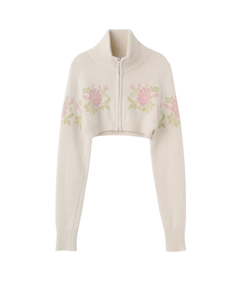 Angora Underboob Zip-Up Ivory