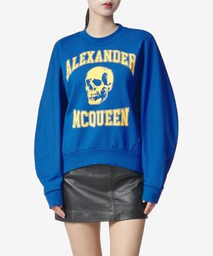 스컬 프린트 스트레치 맨투맨 - 블루 / 752345QZAJ50433