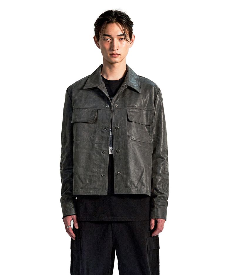 COSMIC FAUX LEATHER JACKET CHARCOAL