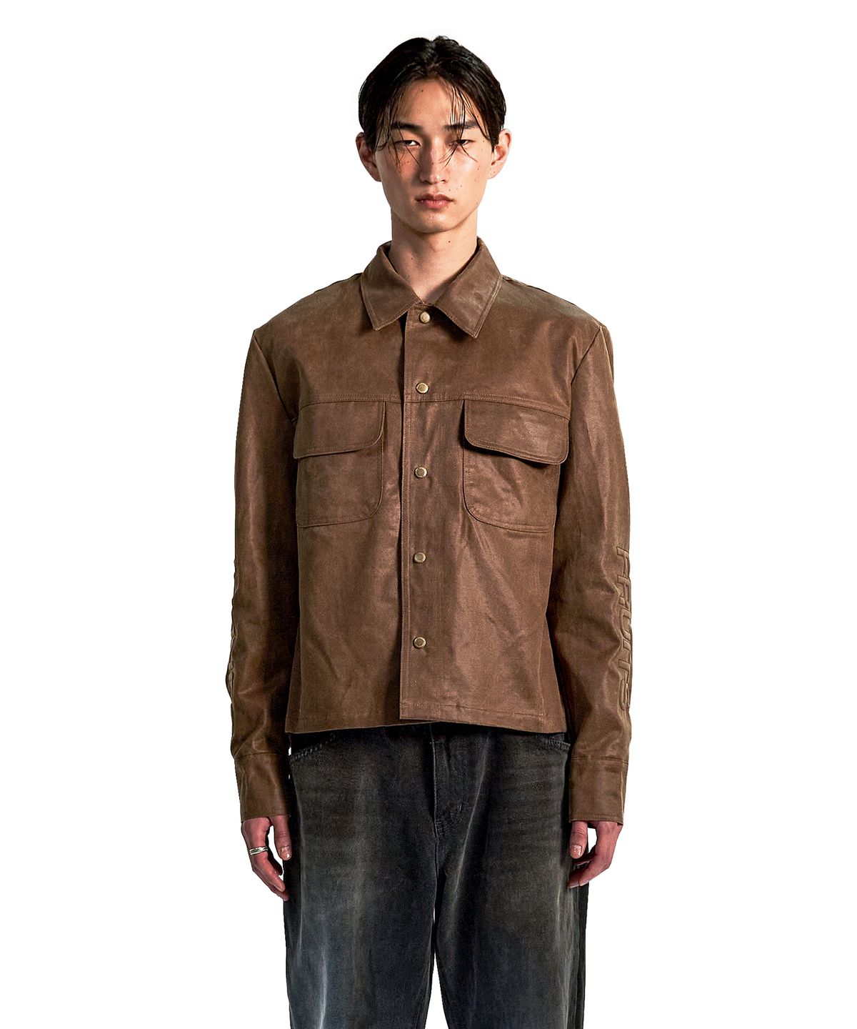 선데이후르츠마켓(SUNDAY FRUIT MARKET) COSMIC FAUX LEATHER JACKET BROWN