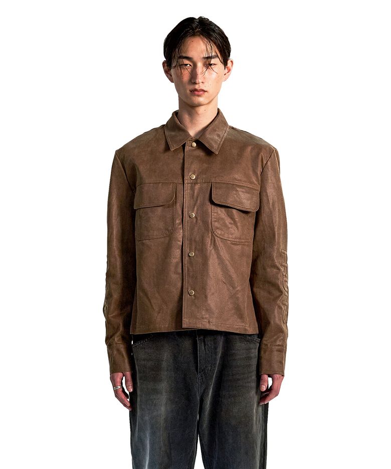 COSMIC FAUX LEATHER JACKET BROWN