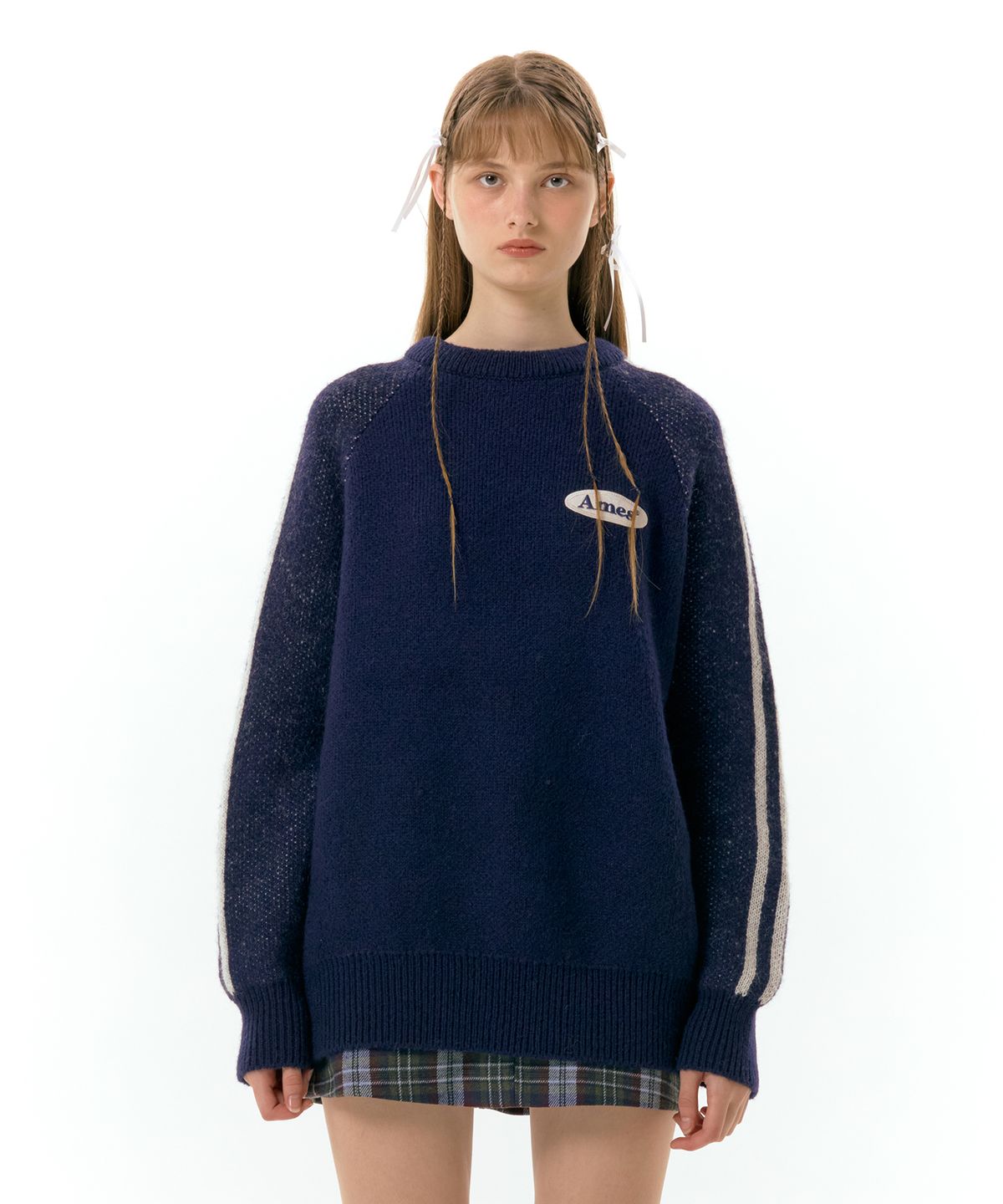 아메스 월드와이드(AMES-WORLDWIDE) BASIC LOGO WAPPEN KNIT NAVY (AM2DFUK602A)