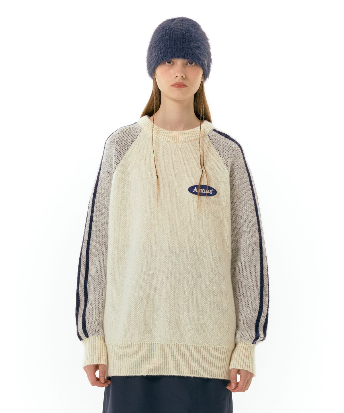 아메스 월드와이드(AMES-WORLDWIDE) BASIC LOGO WAPPEN KNIT IVORY (AM2DFUK602A)