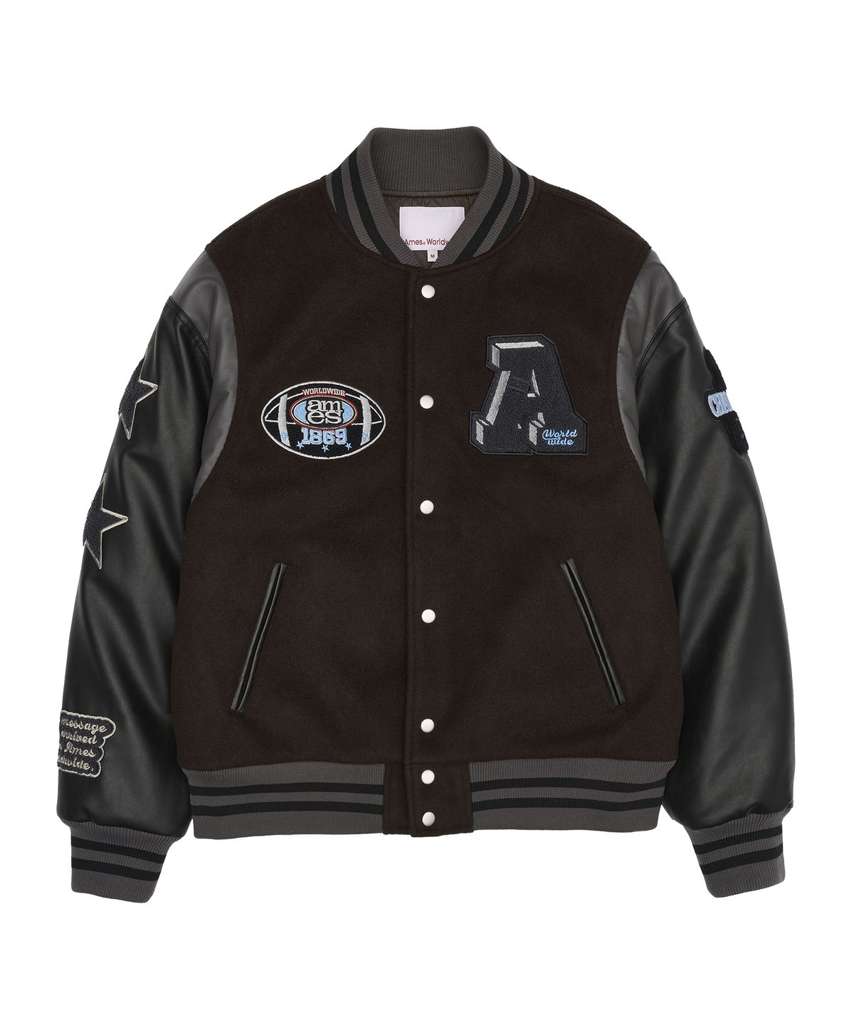아메스 월드와이드(AMES-WORLDWIDE) FOOTBALL VARSITY JACKET BROWN (AM2DFUJ241A)
