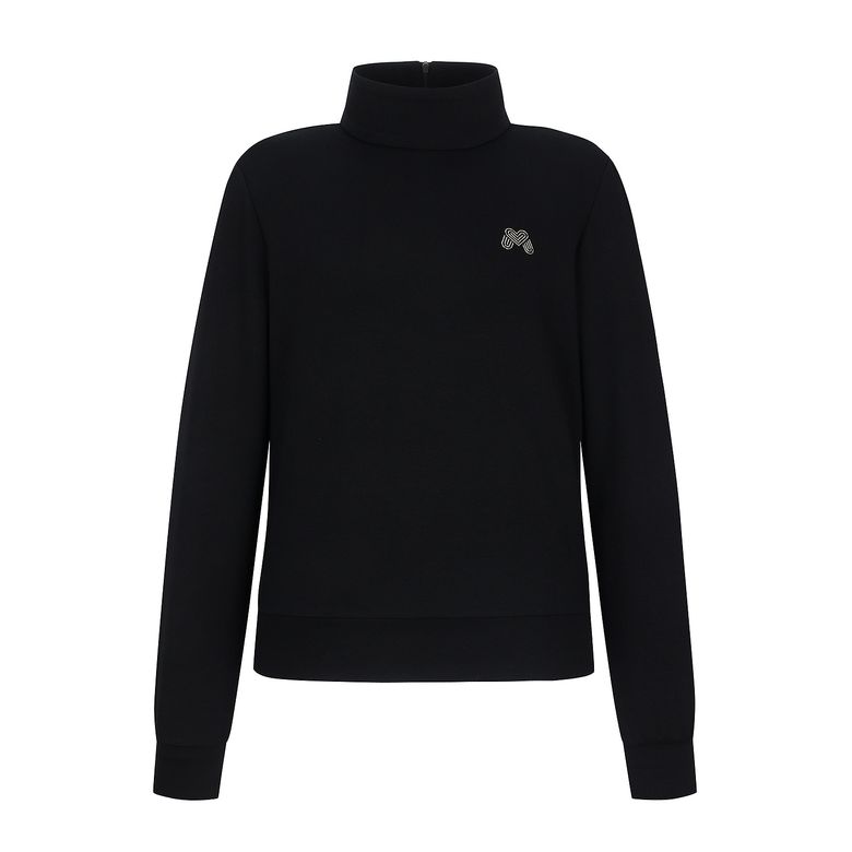 Back Zipper High Neck Shirts_Black