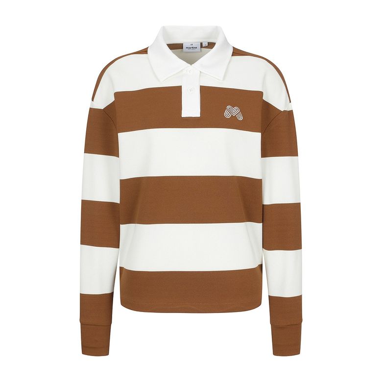 Block Stripe Polo Shirts_Camel