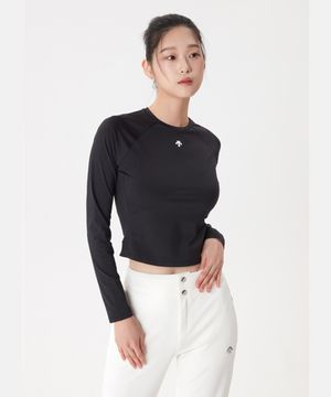 여성 세미크롭 긴팔티셔츠 블랙(SO422TTLO1)