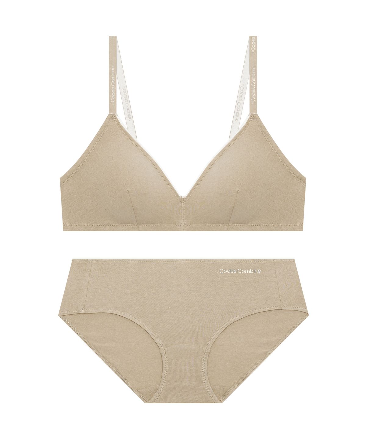 코데즈컴바인 이너웨어(CODES COMBINE INNERWEAR) 코지 후크리스 브라렛 팬티 세트 - 베이지