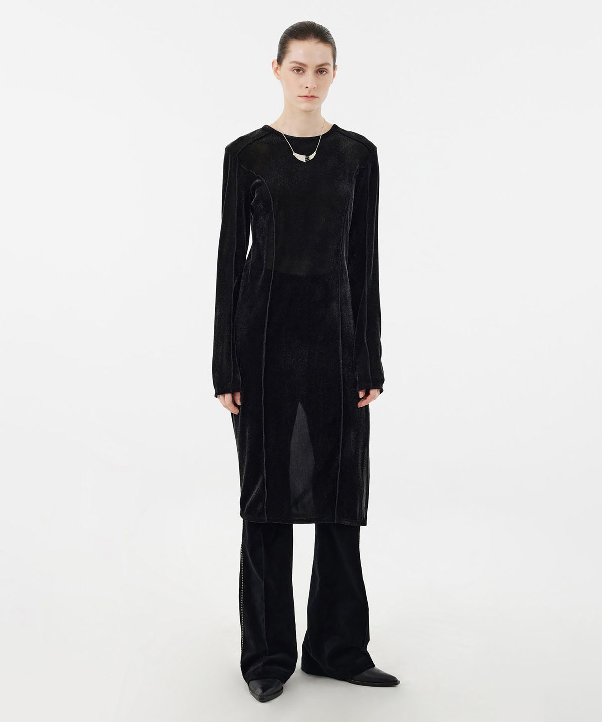 유스(YOUTH) Velvet Jersey Dress - Black Pearl