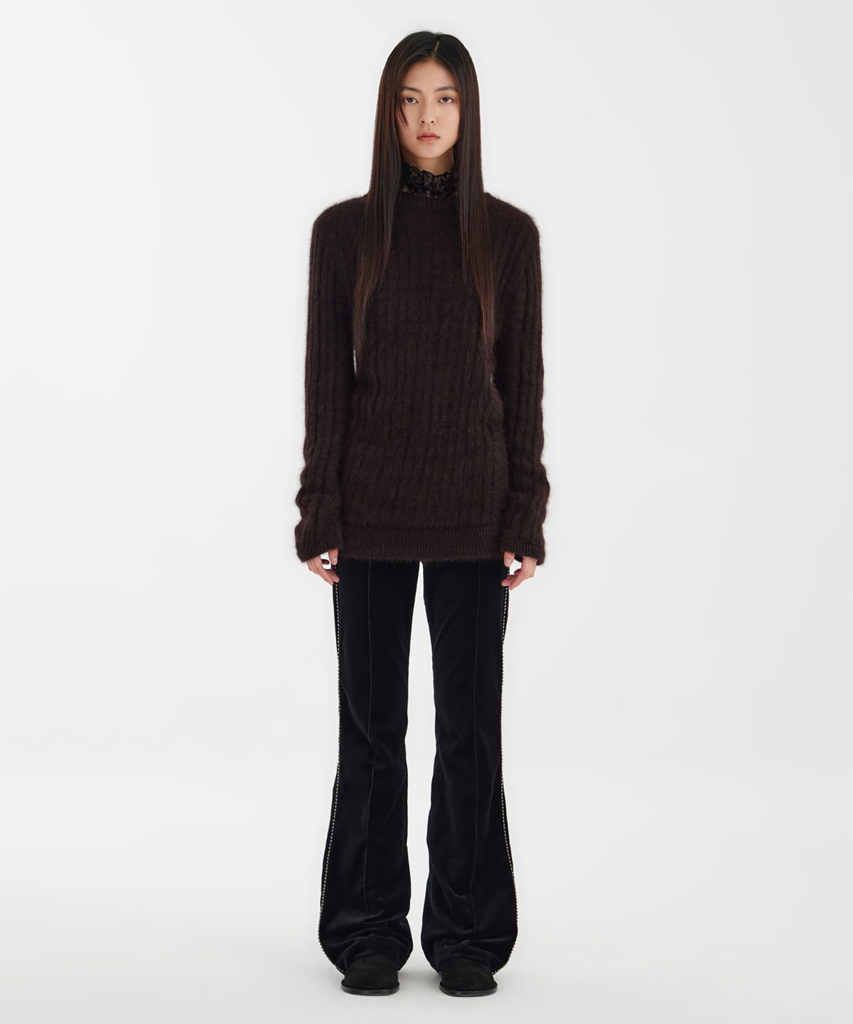 유스(YOUTH) Hairy Angora Knit  - Burgundy
