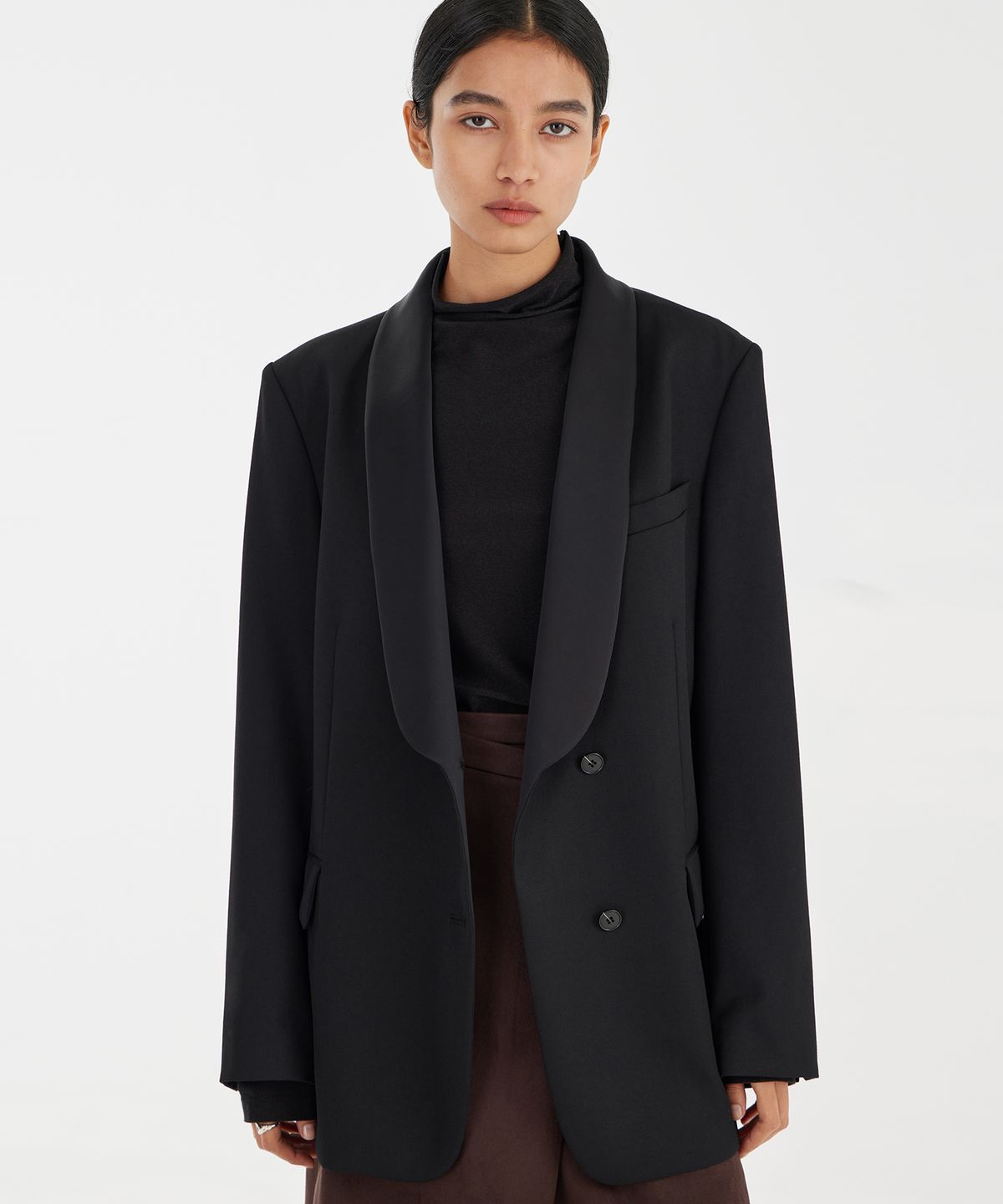 유스(YOUTH) Shawl Collar Tuxedo Jacket - Black