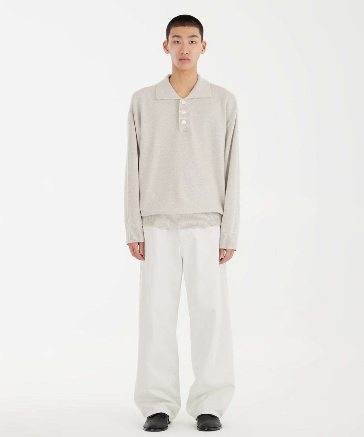 유스(YOUTH) Knit Collar T-shirt - Light Grey