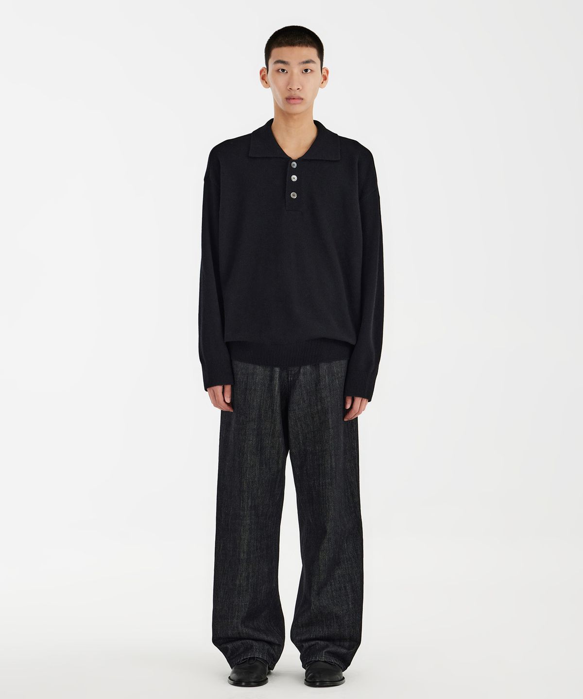 유스(YOUTH) Knit Collar T-shirt - Black